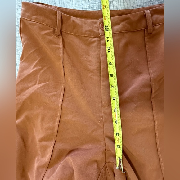 Cider High Rise Burnt Orange Pleated Slacks, Straight Leg Size Large - Picture 10 of 12